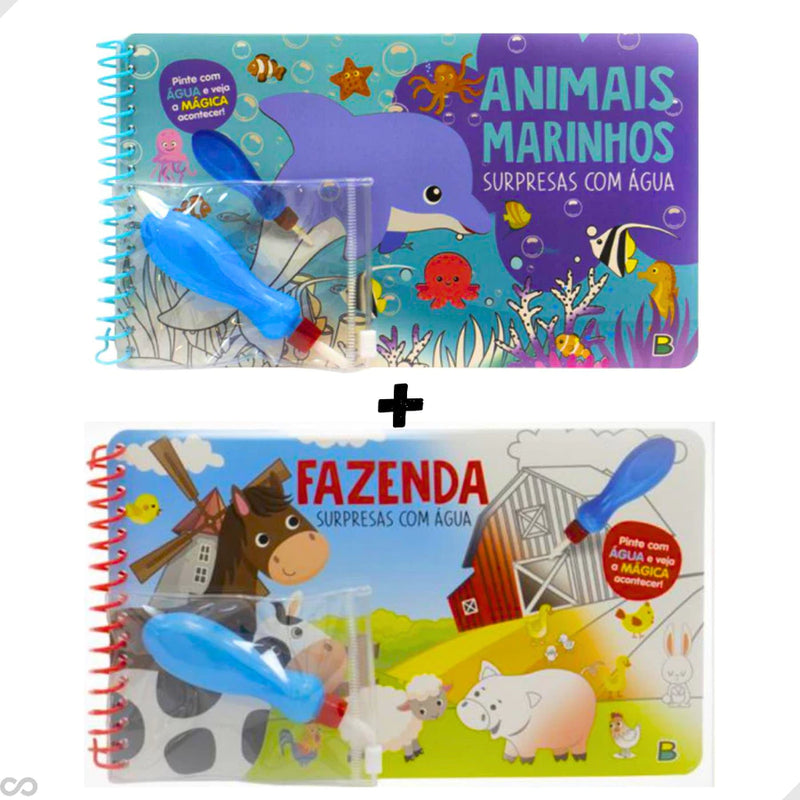 Livro infantil água mágica - livro + caneta - KIT COM 2 LIVROS