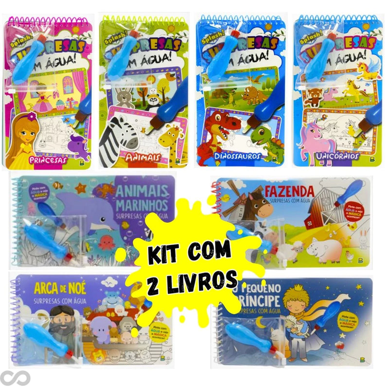 Livro infantil água mágica - livro + caneta - KIT COM 2 LIVROS